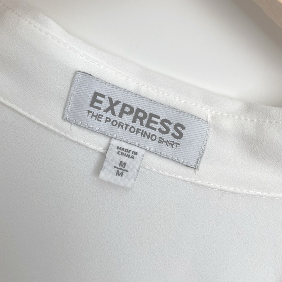 Express Pure White Button Up Blouse Size Medium - Picture 3 of 7